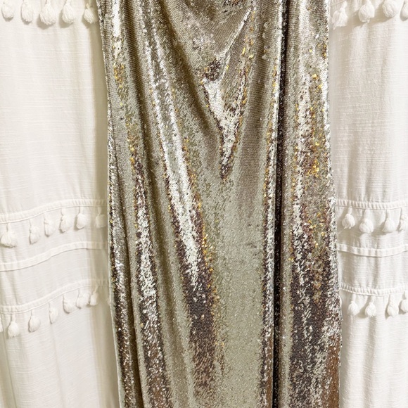 All Saints Hadley Sequin Silver Midi Dress Size 10 - Picture 9 of 9